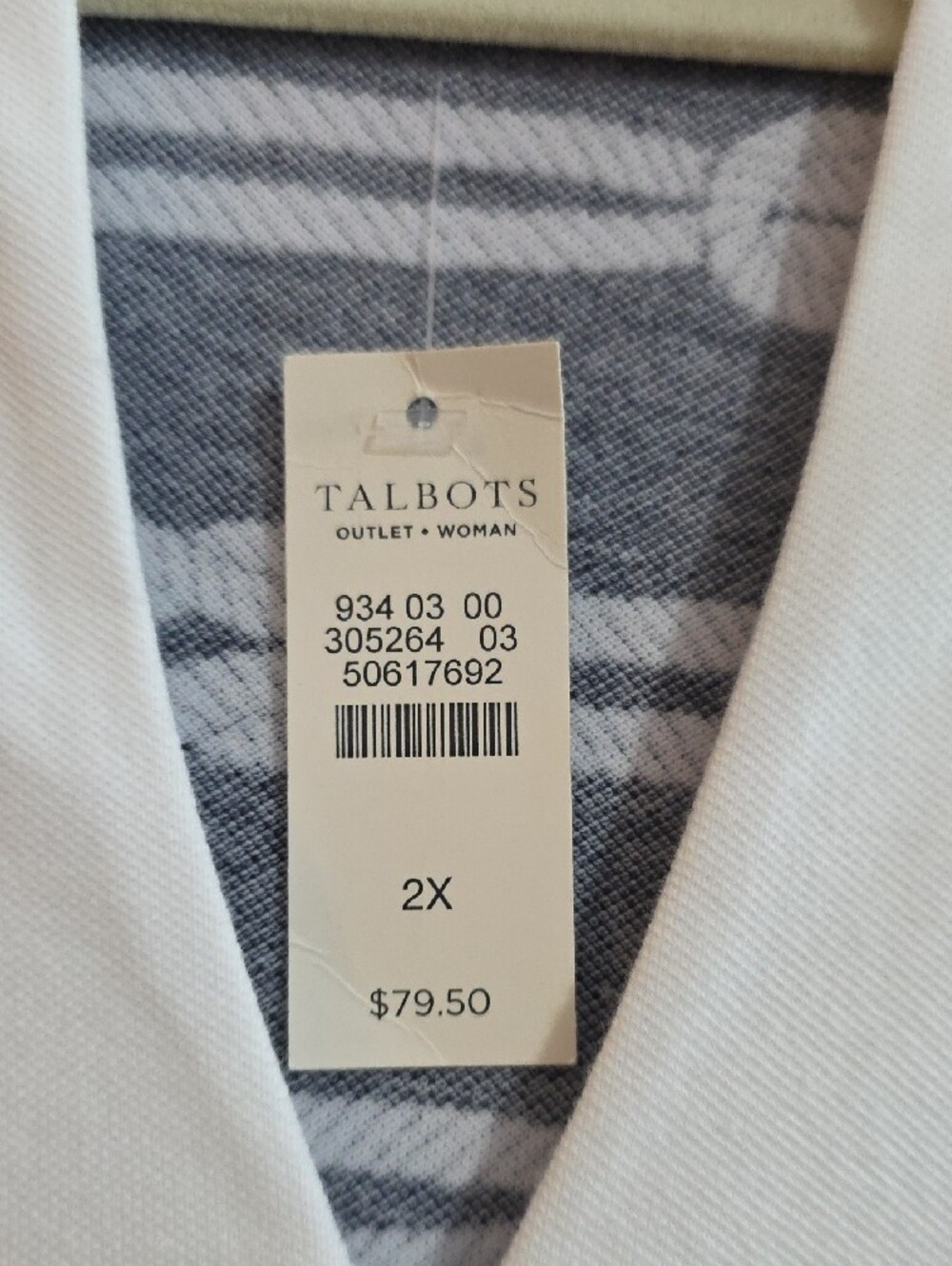Talbots Navy and White Sleeveless Rope-Print Shift Dress - Picture 2 of 5